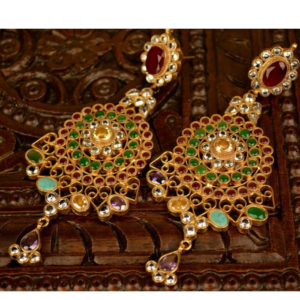 Traditional Kundan & Multicolor Stone Chandbali Earrings for Women | Gold Plated Ethnic Wedding & Party Jewelry