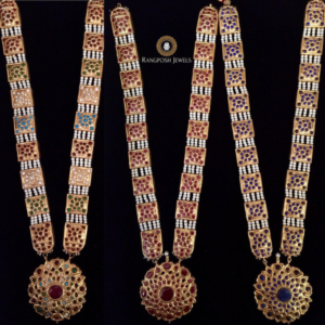 Traditional Gold Plated Multi-Color Stone Long Necklace
