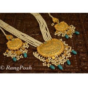 Traditional Pearl Multi-Layer Necklace Set with Pendant & Earrings – Gold Tone Bridal Jewelry