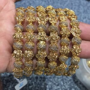 Luxury Gold Plated Designer Bangles Set for Women – Bridal & Party Wear